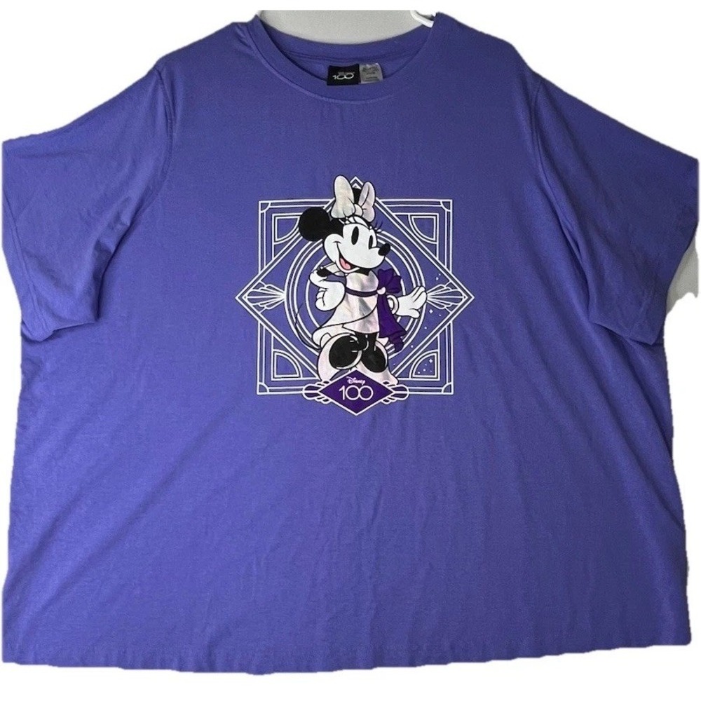 Disney 100 Minnie Mouse Purple Graphic T Shirt Womens Plus Size 1X